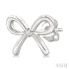 ASHI Silver Bow Diamond Fashion Earrings 84229PPSGSLER