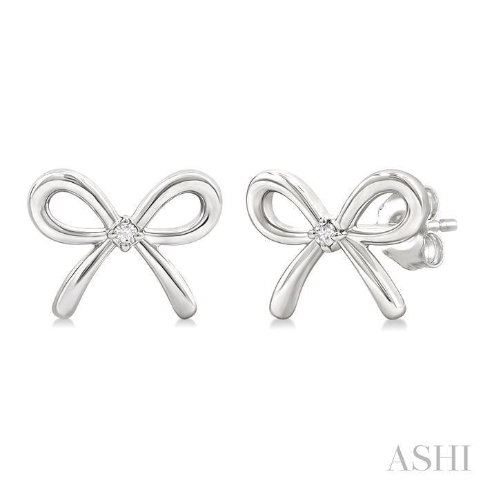 ASHI Silver Bow Diamond Fashion Earrings 84229PPSGSLER