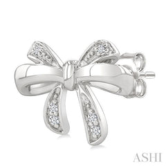 ASHI Silver Bow Diamond Fashion Earrings 84249PPSSSLER