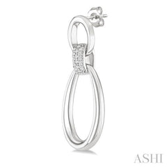 ASHI Silver Bold Oval Shape Link Diamond Earrings 84258PPSSSLER