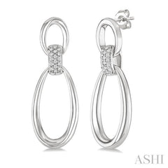 ASHI Silver Bold Oval Shape Link Diamond Earrings 84258PPSSSLER