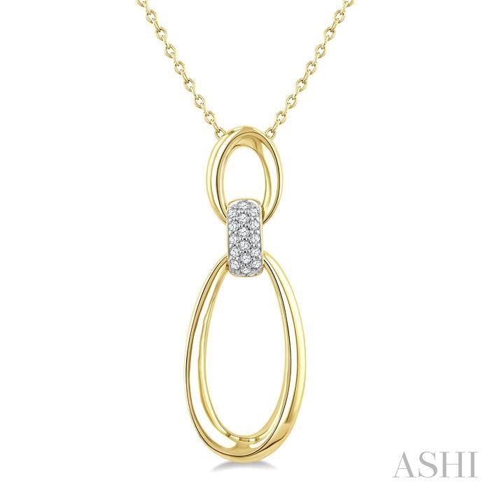 ASHI Gold Vermeil Bold Oval Shape Link Diamond Pendant 84258PPSSSLPD-GV