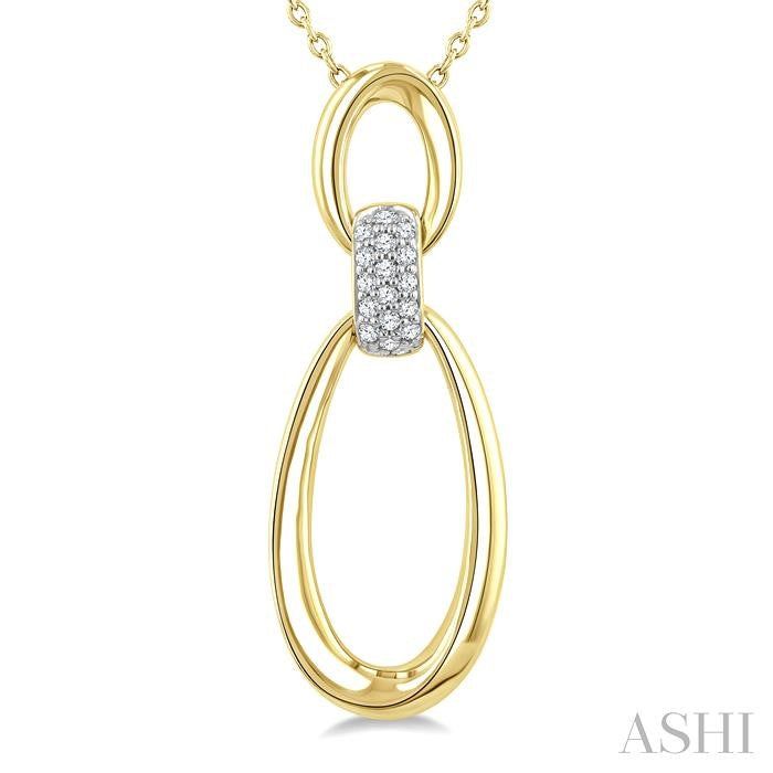 ASHI Gold Vermeil Bold Oval Shape Link Diamond Pendant 84258PPSSSLPD-GV