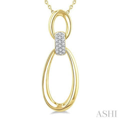 ASHI Gold Vermeil Bold Oval Shape Link Diamond Pendant 84258PPSSSLPD-GV