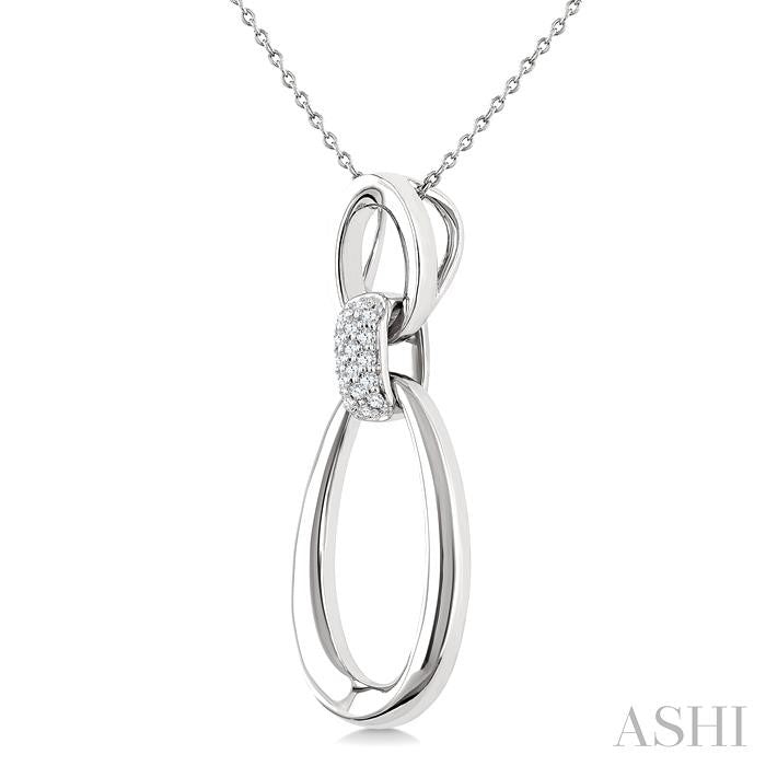 ASHI Silver Bold Oval Link Diamond Pendant 84258PPSSSLPD