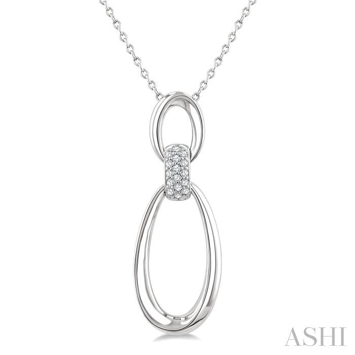 ASHI Silver Bold Oval Link Diamond Pendant 84258PPSSSLPD