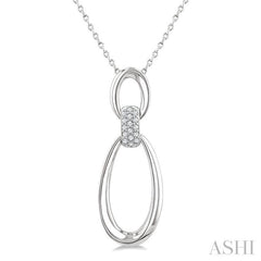 ASHI Silver Bold Oval Link Diamond Pendant 84258PPSSSLPD