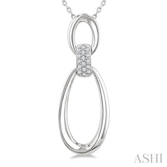ASHI Silver Bold Oval Link Diamond Pendant 84258PPSSSLPD