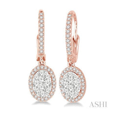 ASHI Oval Shape Halo Lovebright Essential Diamond Earrings 96073PPFVERPW