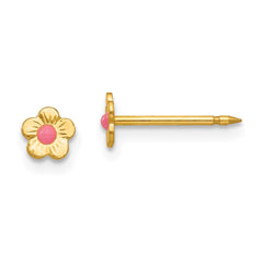 845E Inverness 14k Epoxy Fill Pink Mini Flower Earrings