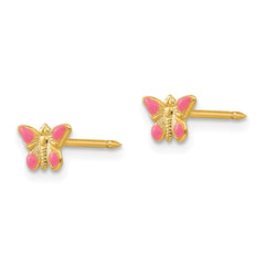 847E Inverness 14k Epoxy Fill Pink Butterfly Earrings