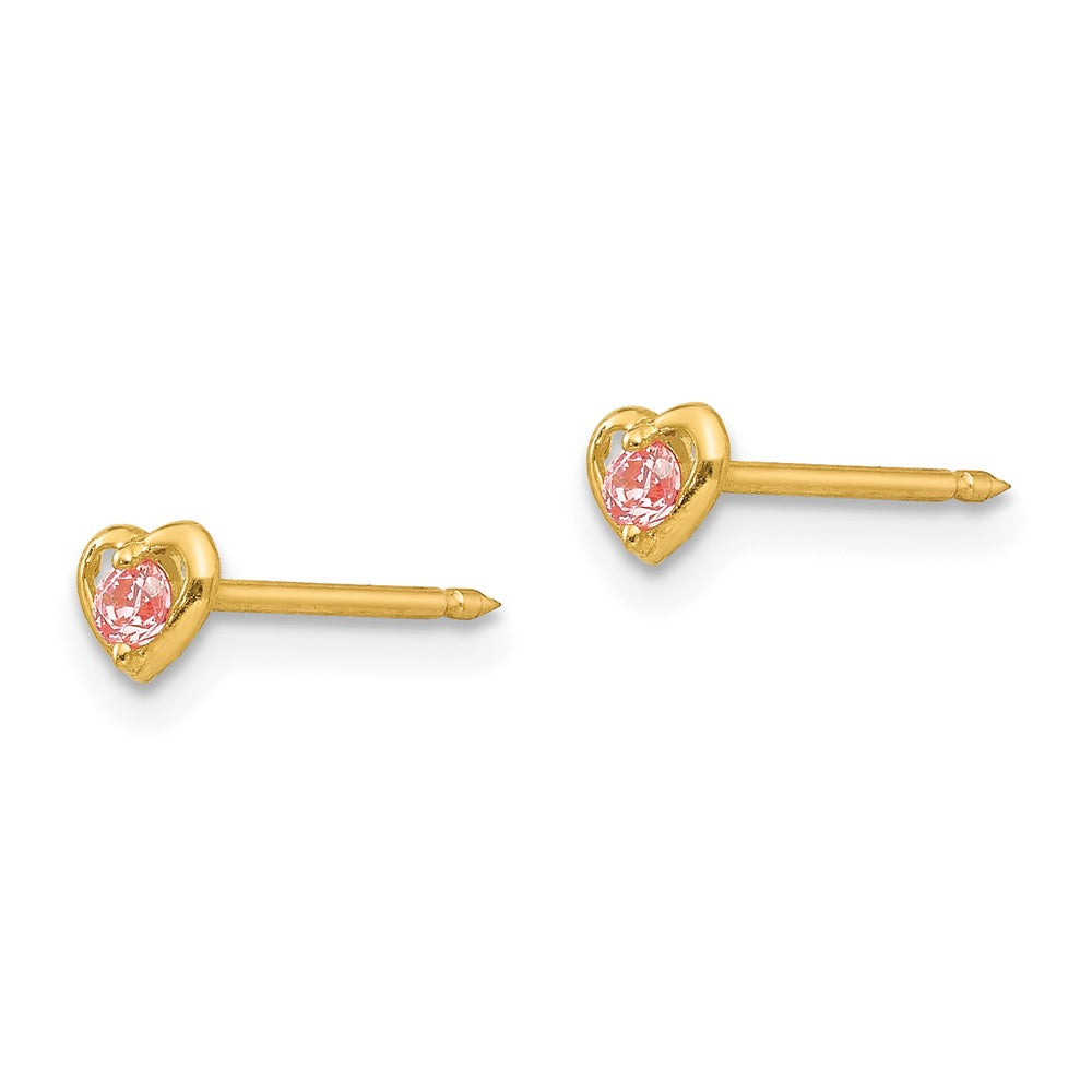 849E Inverness 14k Heart w/Pink CZ Earrings