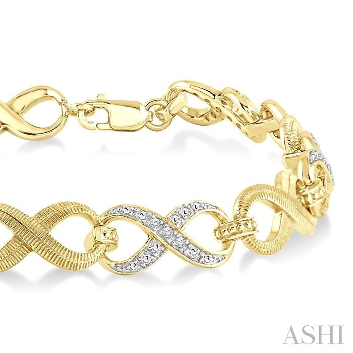 ASHI Gold Vermeil Infinity Diamond Fashion Bracelet 85038PPSSSLTB-GV