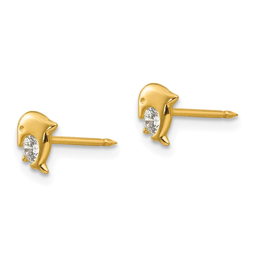 850E Inverness 14k Dolphin CZ Earrings