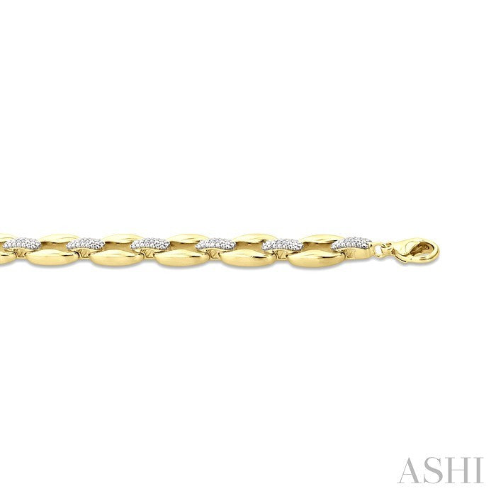 ASHI Gold Vermeil Bold Oval Shape Link Diamond Fashion Bracelet 85108PPSSSLTB-GV