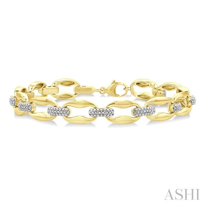 ASHI Gold Vermeil Bold Oval Shape Link Diamond Fashion Bracelet 85108PPSSSLTB-GV