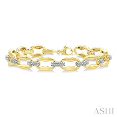 ASHI Gold Vermeil Bold Oval Shape Link Diamond Fashion Bracelet 85108PPSSSLTB-GV