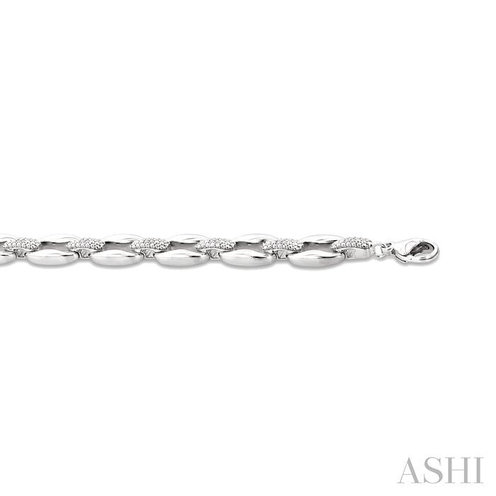 ASHI Silver Bold Oval Shape Link Diamond Fashion Bracelet 85108PPSSSLTB