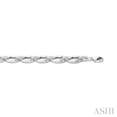 ASHI Silver Bold Oval Shape Link Diamond Fashion Bracelet 85108PPSSSLTB