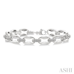 ASHI Silver Bold Oval Shape Link Diamond Fashion Bracelet 85108PPSSSLTB