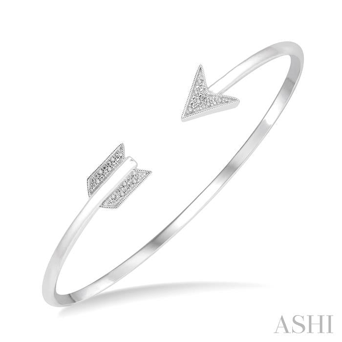 ASHI Silver Arrow Diamond Open Cuff Bangle 85129PPSSSLBG