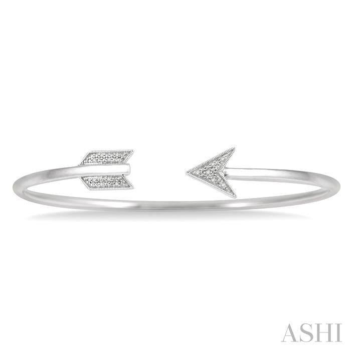 ASHI Silver Arrow Diamond Open Cuff Bangle 85129PPSSSLBG