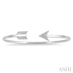 ASHI Silver Arrow Diamond Open Cuff Bangle 85129PPSSSLBG