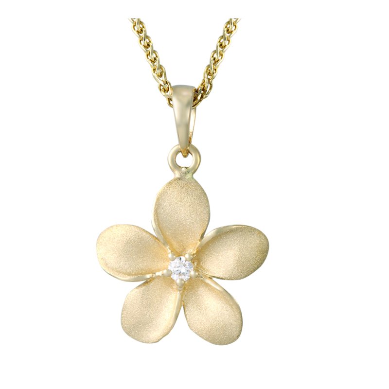 Denny Wong Designs Yellow Gold Plumeria Pendant FPP-15SD4