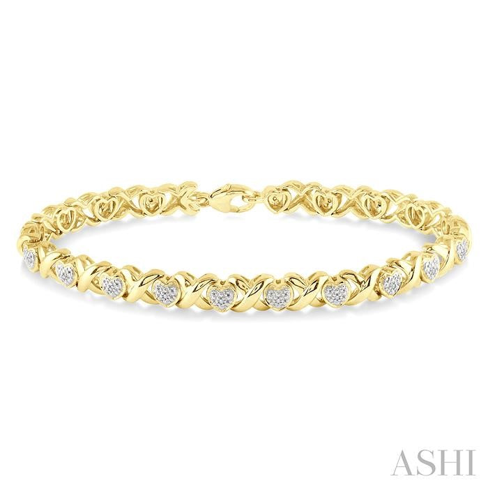 ASHI Gold Vermeil Heart Shape Diamond Bracelet 85278PPSSSLTB-GV