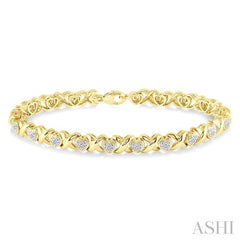 ASHI Gold Vermeil Heart Shape Diamond Bracelet 85278PPSSSLTB-GV