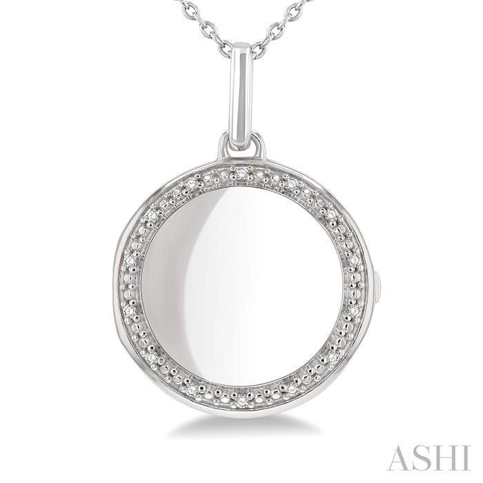 ASHI Silver Circle Diamond Locket Pendant 85408PPSSSLPD