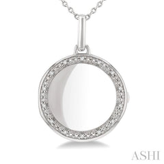 ASHI Silver Circle Diamond Locket Pendant 85408PPSSSLPD
