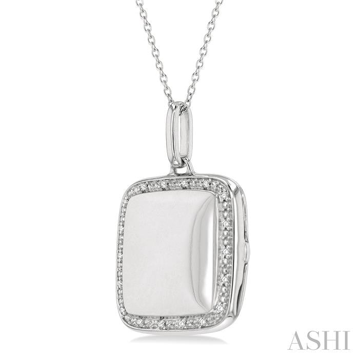 ASHI Silver Square Diamond Locket Pendant 85418PPSSSLPD