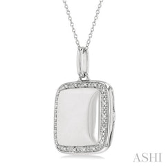 ASHI Silver Square Diamond Locket Pendant 85418PPSSSLPD