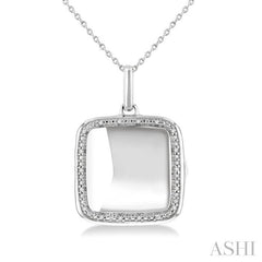 ASHI Silver Square Diamond Locket Pendant 85418PPSSSLPD