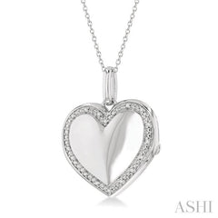 ASHI Silver Heart Shape Diamond Locket Pendant 85428PPSSSLPD