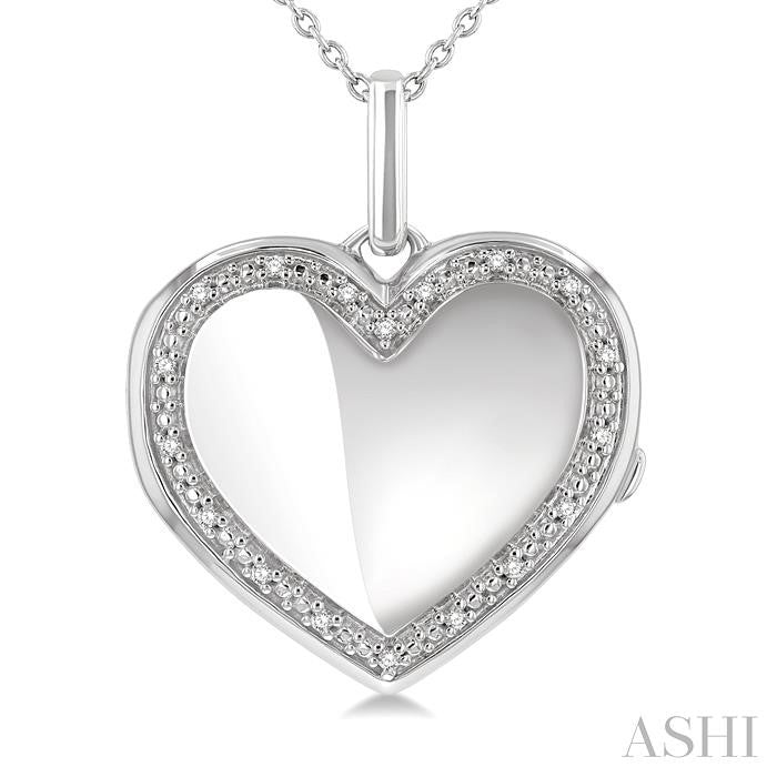 ASHI Silver Heart Shape Diamond Locket Pendant 85428PPSSSLPD