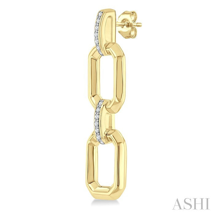 ASHI Gold Vermeil Bold Rectangular Shape Link Diamond Fashion Earrings 85438PPSSSLER-GV