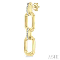 ASHI Gold Vermeil Bold Rectangular Shape Link Diamond Fashion Earrings 85438PPSSSLER-GV