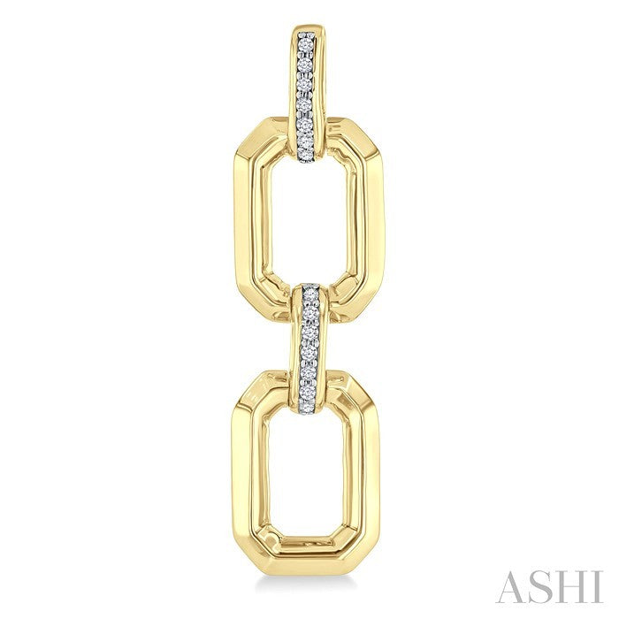 ASHI Gold Vermeil Bold Rectangular Shape Link Diamond Fashion Earrings 85438PPSSSLER-GV
