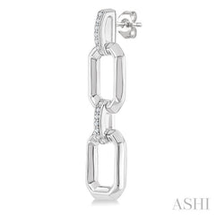 ASHI Silver Bold Rectangular Shape Link Diamond Fashion Earrings 85438PPSSSLER