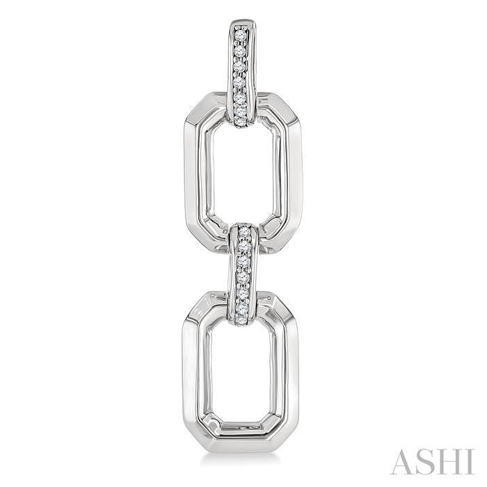 ASHI Silver Bold Rectangular Shape Link Diamond Fashion Earrings 85438PPSSSLER