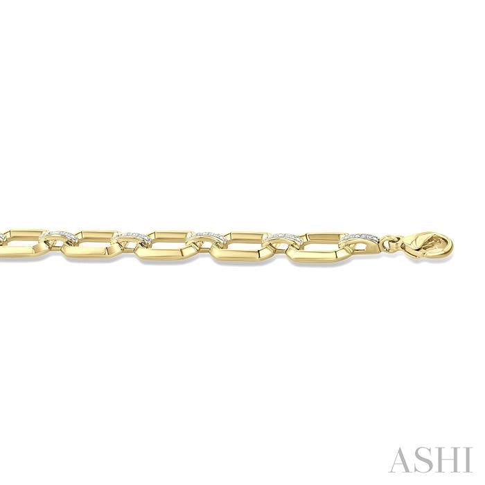 ASHI Gold Vermeil Bold Rectangular Shape Link Diamond Fashion Bracelet 85438PPSSSLTB-GV