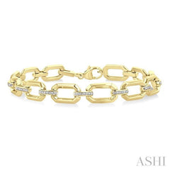 ASHI Gold Vermeil Bold Rectangular Shape Link Diamond Fashion Bracelet 85438PPSSSLTB-GV