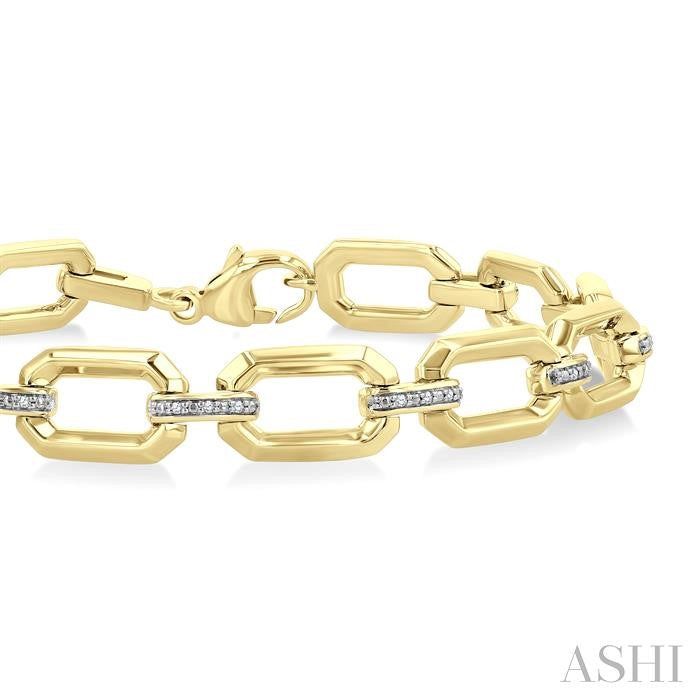 ASHI Gold Vermeil Bold Rectangular Shape Link Diamond Fashion Bracelet 85438PPSSSLTB-GV