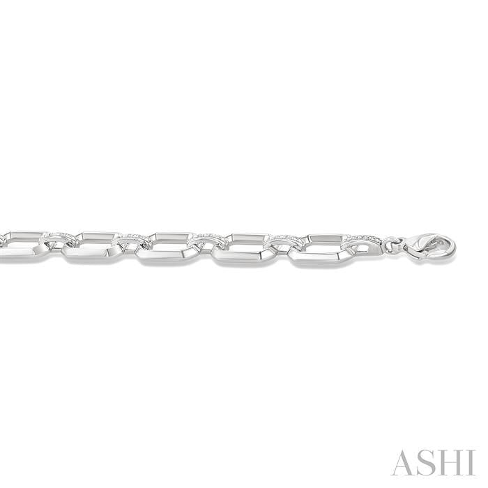ASHI Silver Bold Rectangular Shape Link Diamond Fashion Bracelet 85438PPSSSLTB