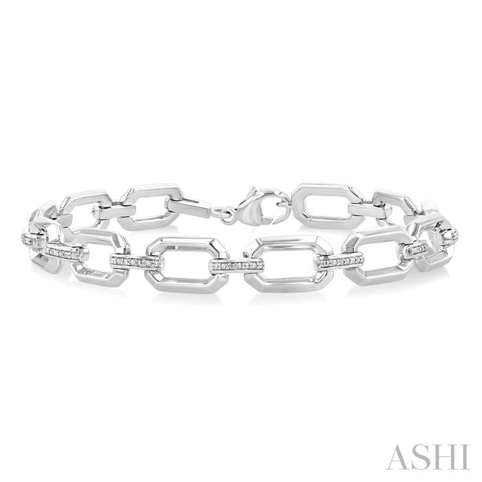 ASHI Silver Bold Rectangular Shape Link Diamond Fashion Bracelet 85438PPSSSLTB