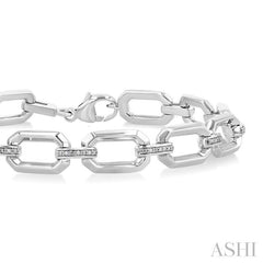 ASHI Silver Bold Rectangular Shape Link Diamond Fashion Bracelet 85438PPSSSLTB