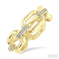 ASHI Gold Vermeil Bold Rectangular Shape Link Diamond Ring 85439PPSSSLRG-GV