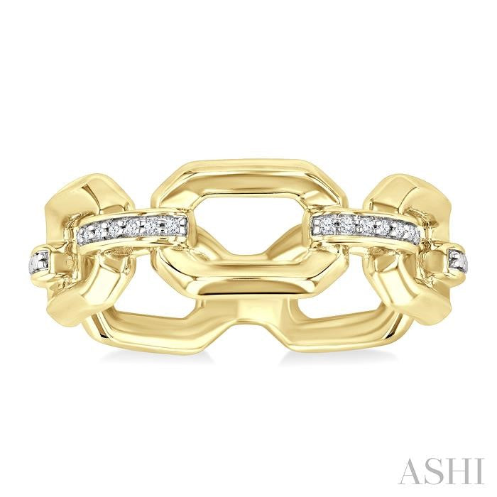 ASHI Gold Vermeil Bold Rectangular Shape Link Diamond Ring 85439PPSSSLRG-GV